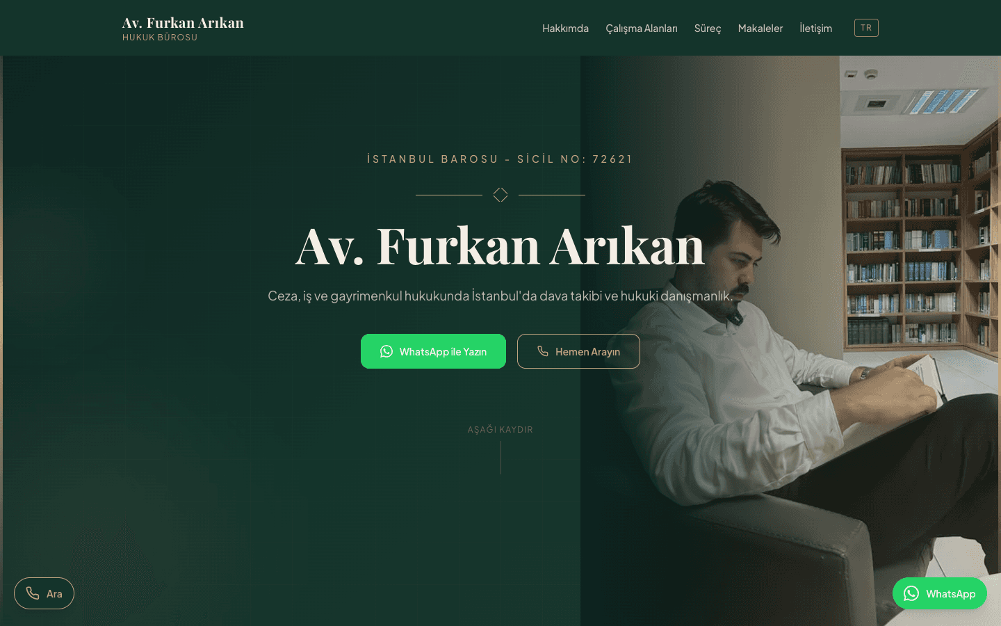 Av. Furkan Arıkan web sitesi ekran görüntüsü